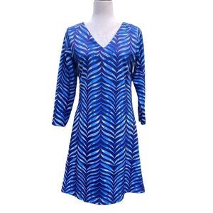 Chelsea Gunn Organic Blue Geometric Zebra Print Body Con Mini Dress
